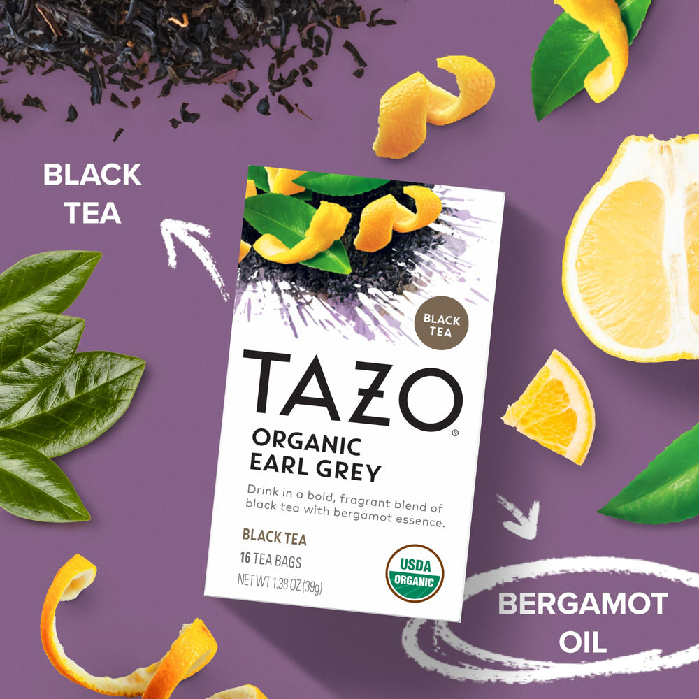 TAZO primer plano de hojas de té negro orgánico para calidad