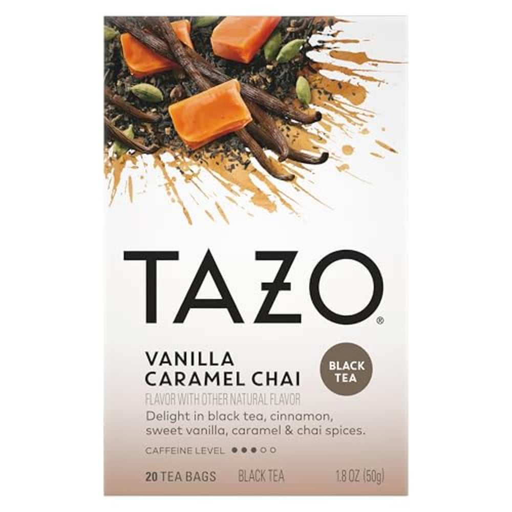 TAZO taza caliente con chai mostrando cremosidad y confort