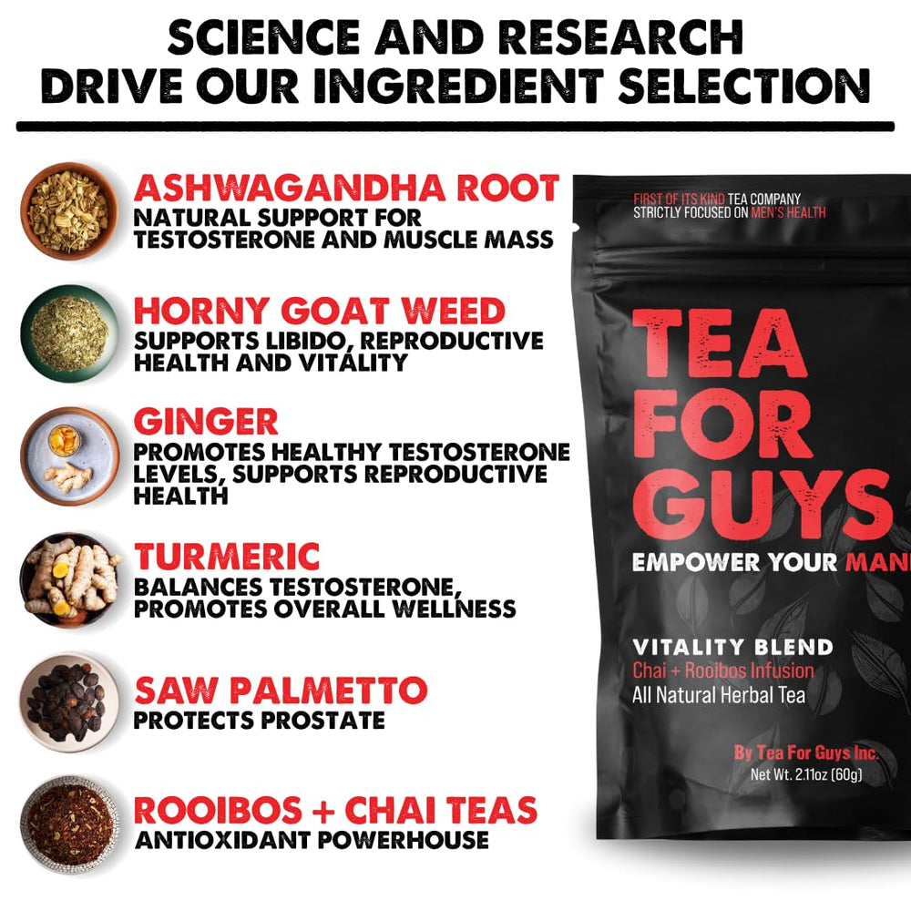 Tea For Guys hojas de las hierbas clave resaltando calidad natural