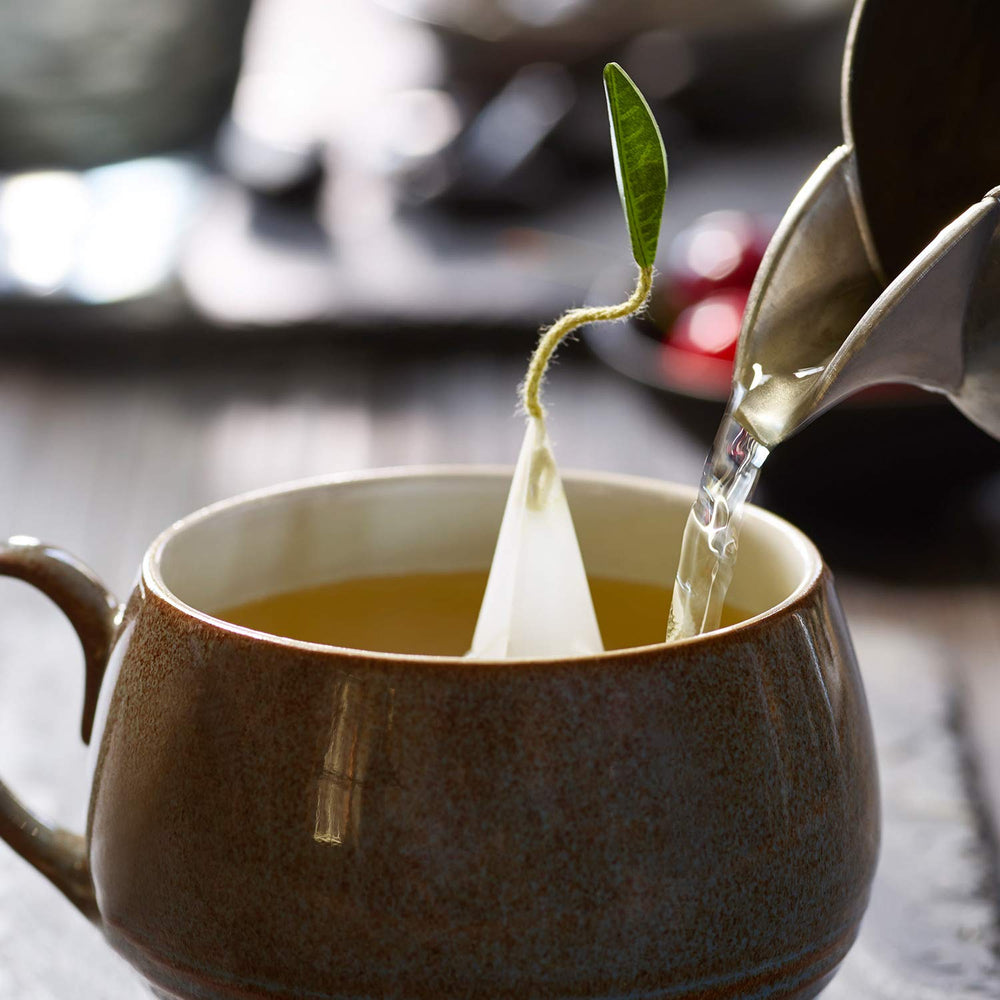 Tea Forte etiqueta de mezcla mostrando nombre y notas de sabor