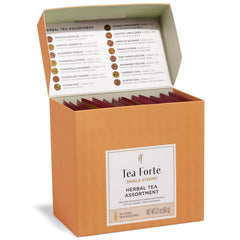 Tea Forte caja frente mostrando 15 sobres porcionados y variedad de sabores