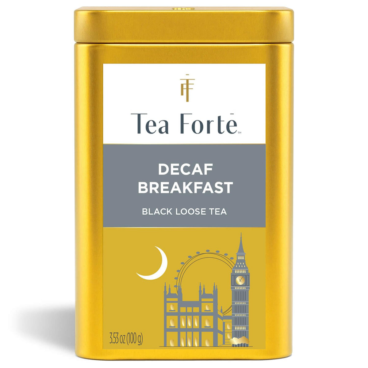 Tea Forte lata frontal mostrando el diseño y conservación del té