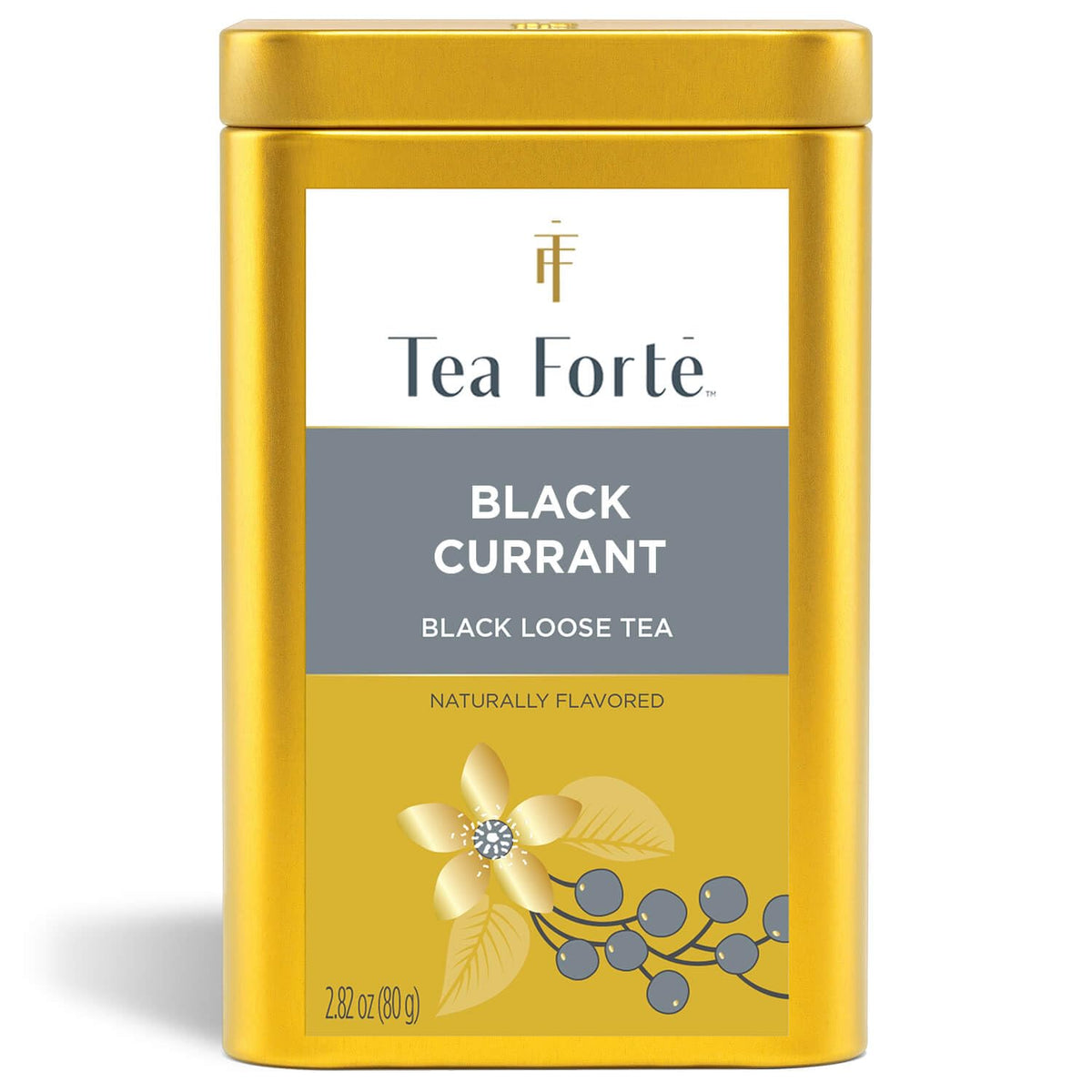 Tea Forte lata frontal mostrando diseño y cierre que conserva sabor