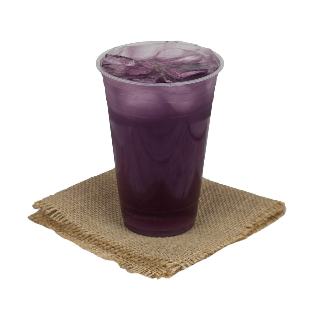 TEA ZONE comparación de tamaño 64oz junto a vaso para referencia de escala