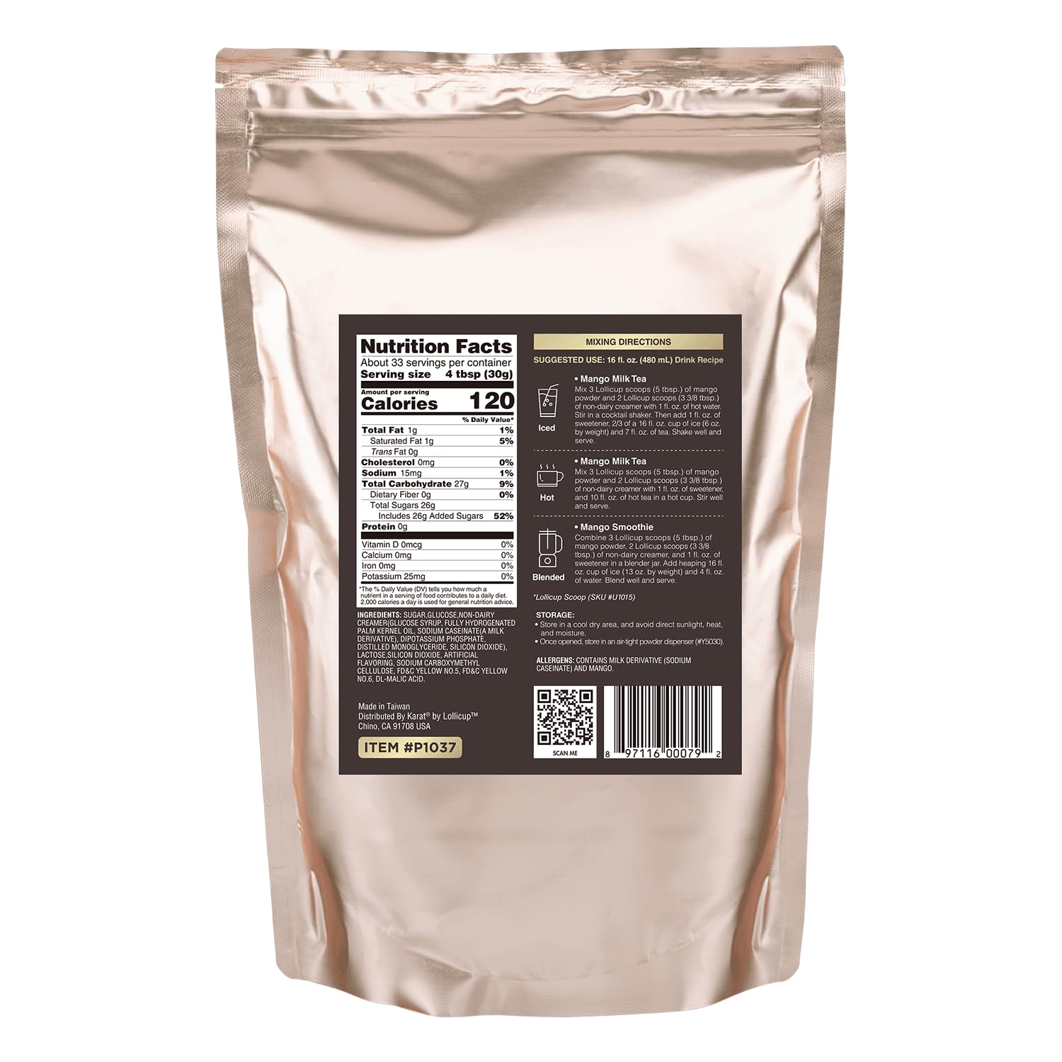 TEA ZONE etiqueta con lista de ingredientes para conocer composición y manejo