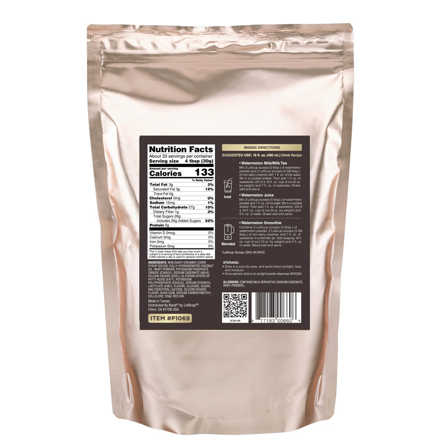 TEA ZONE bolsa de 2.2 lb junto a una lata, comparación de tamaño para servicio