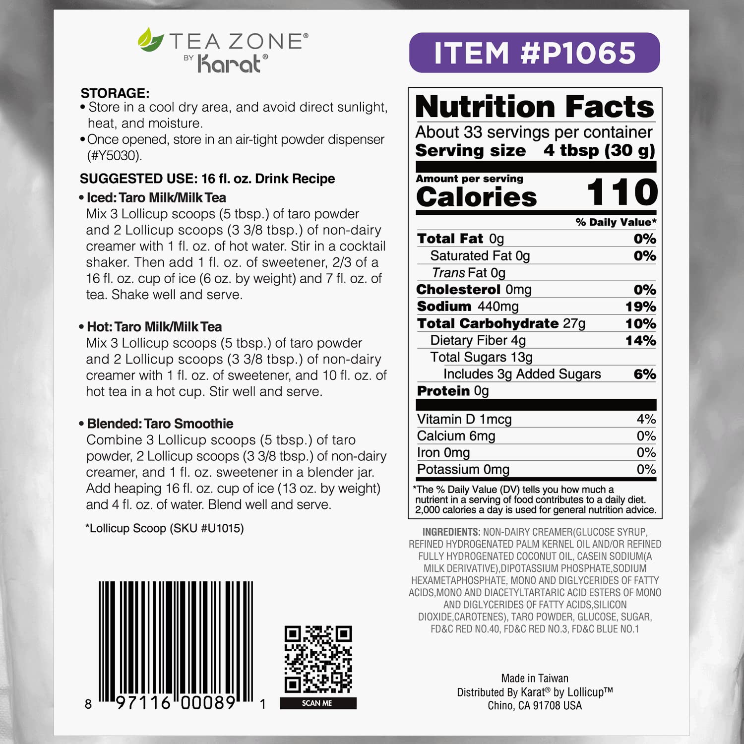 TEA ZONE comparación de tamaño del envase 2.2 lb para planificación