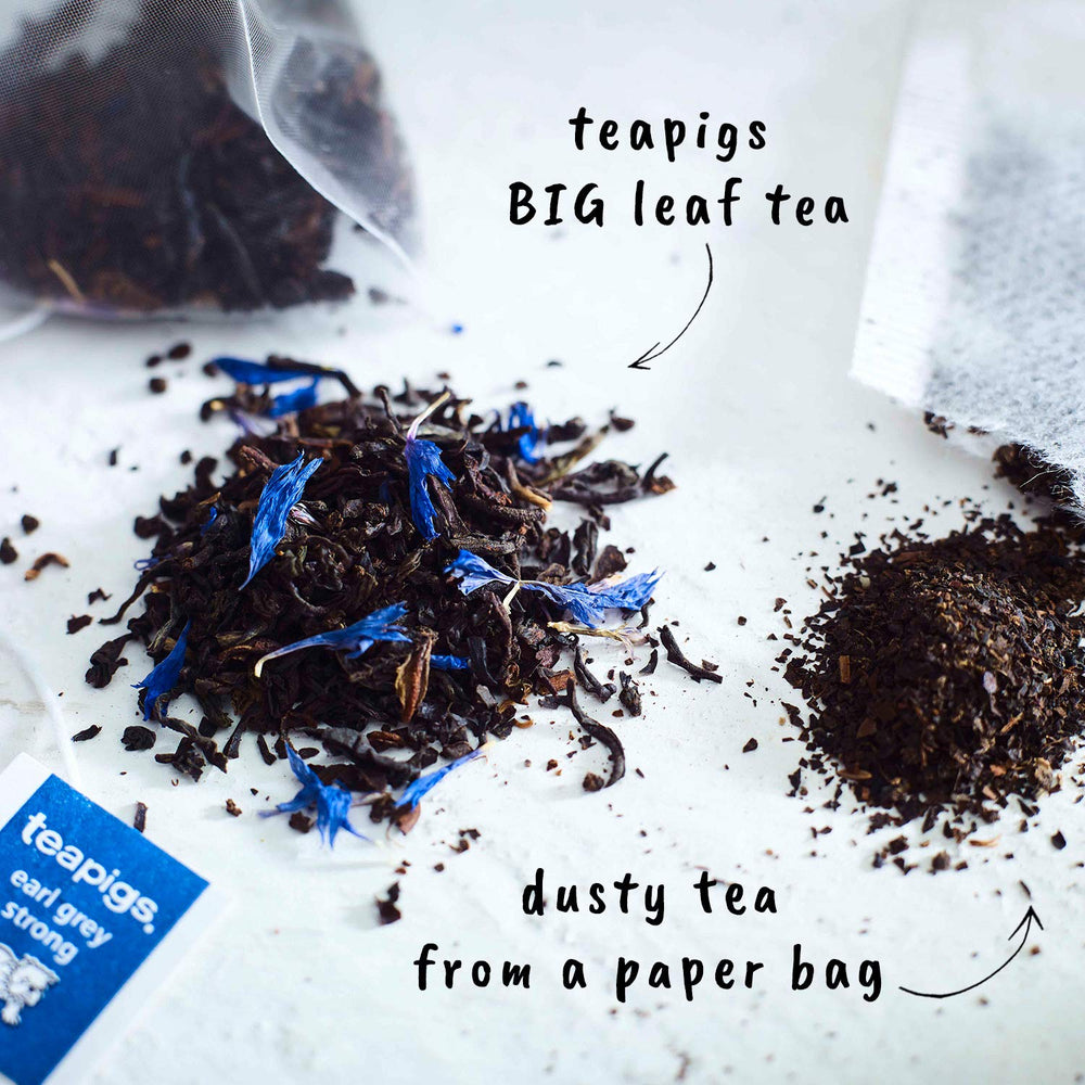 teapigs hojas sueltas en primer plano textura y calidad visual
