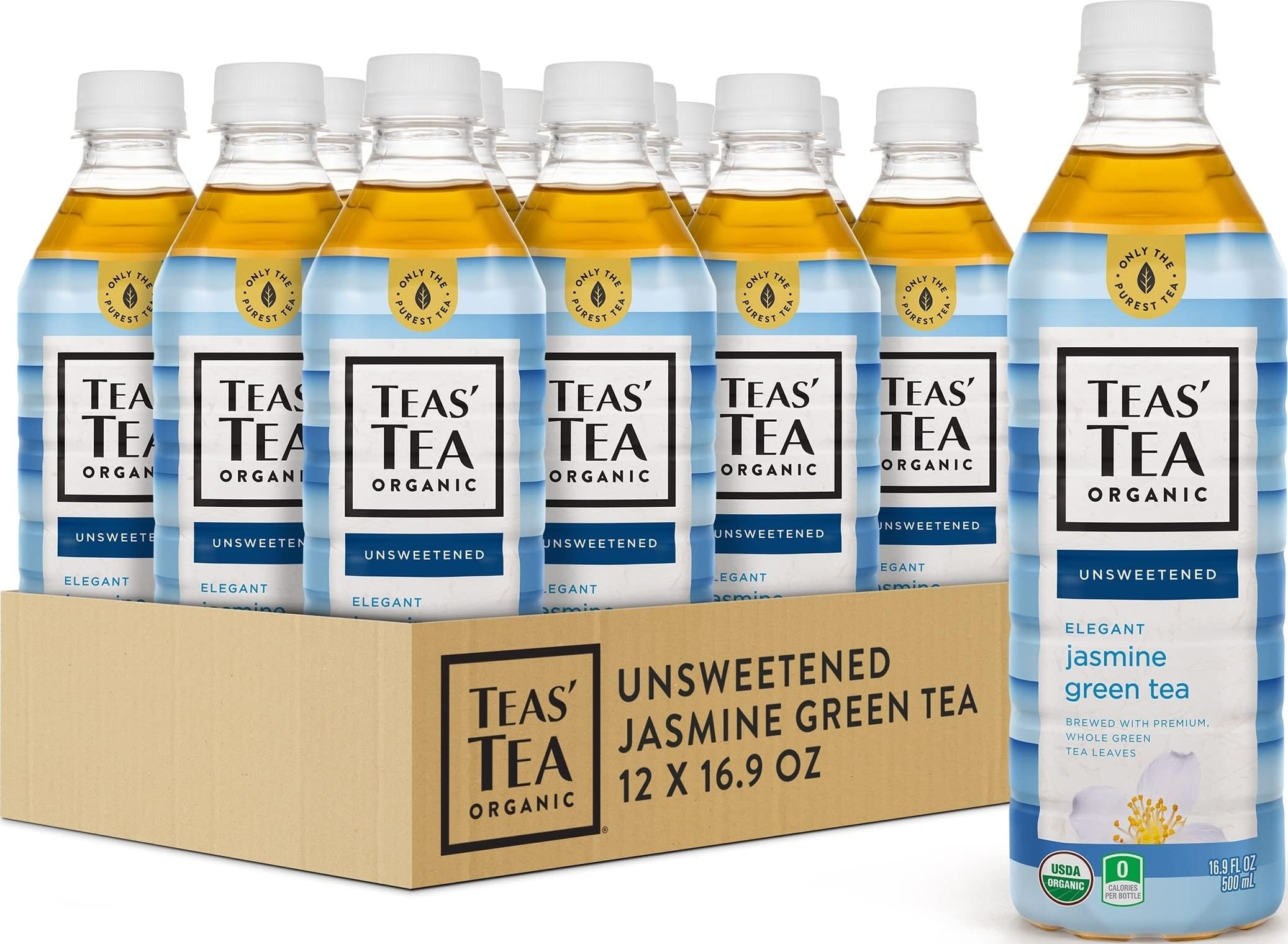 Teas' Tea botella frontal mostrando etiqueta y aroma natural