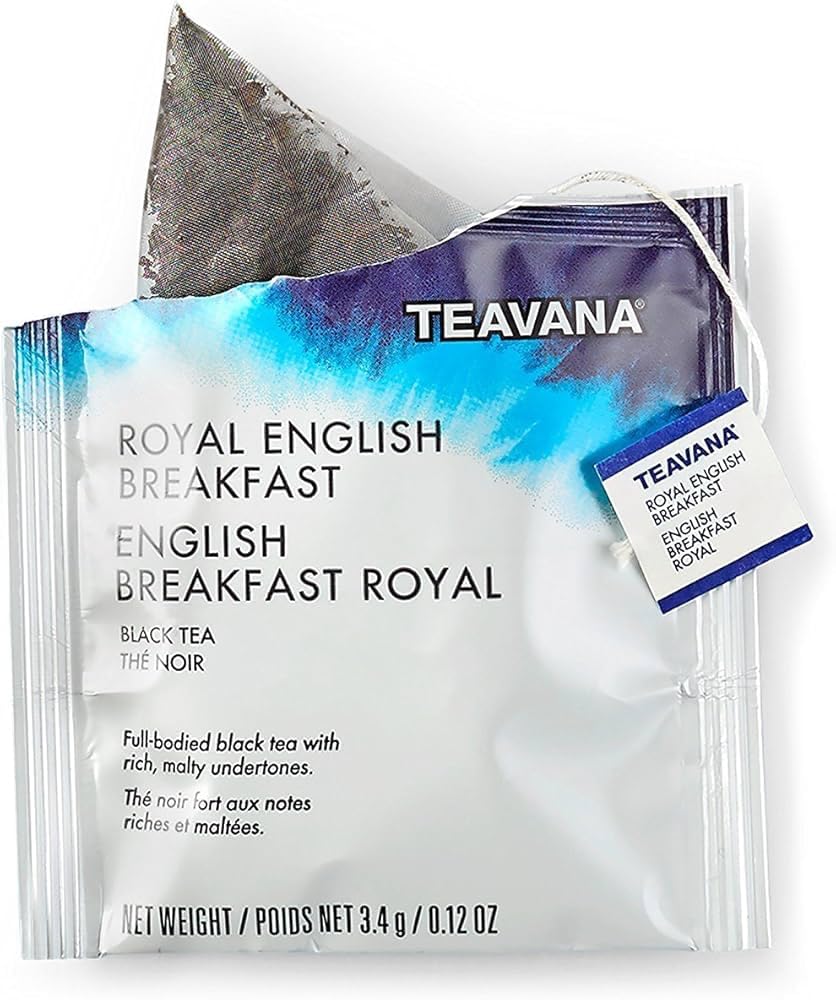 Teavana paquete frontal mostrando 24 bolsitas, conveniencia y sabor consistente