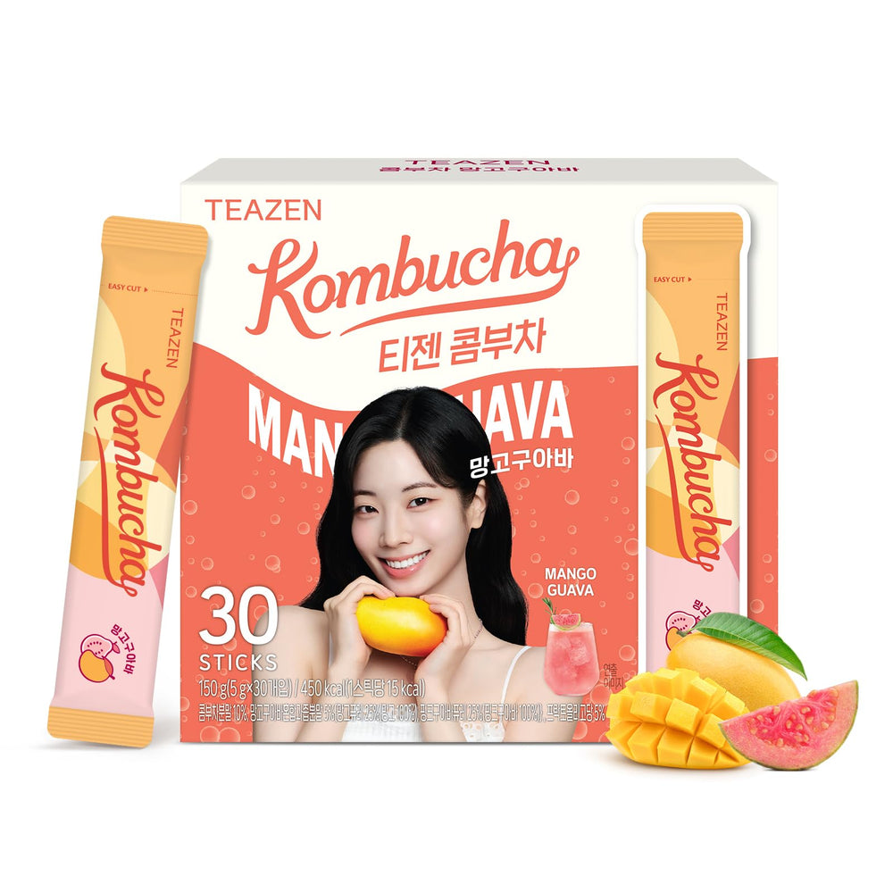 TEAZEN frente del empaque mostrando sabor mango guava y conveniencia