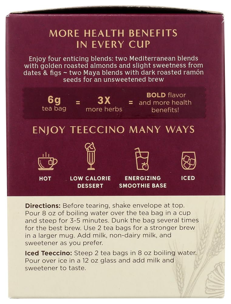 Teeccino detalle de una bolsita y textura para preparación rápida y práctica