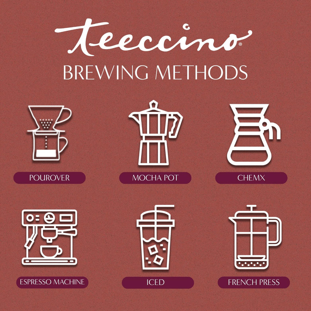 Teeccino porción medida mostrando cantidad recomendada por taza