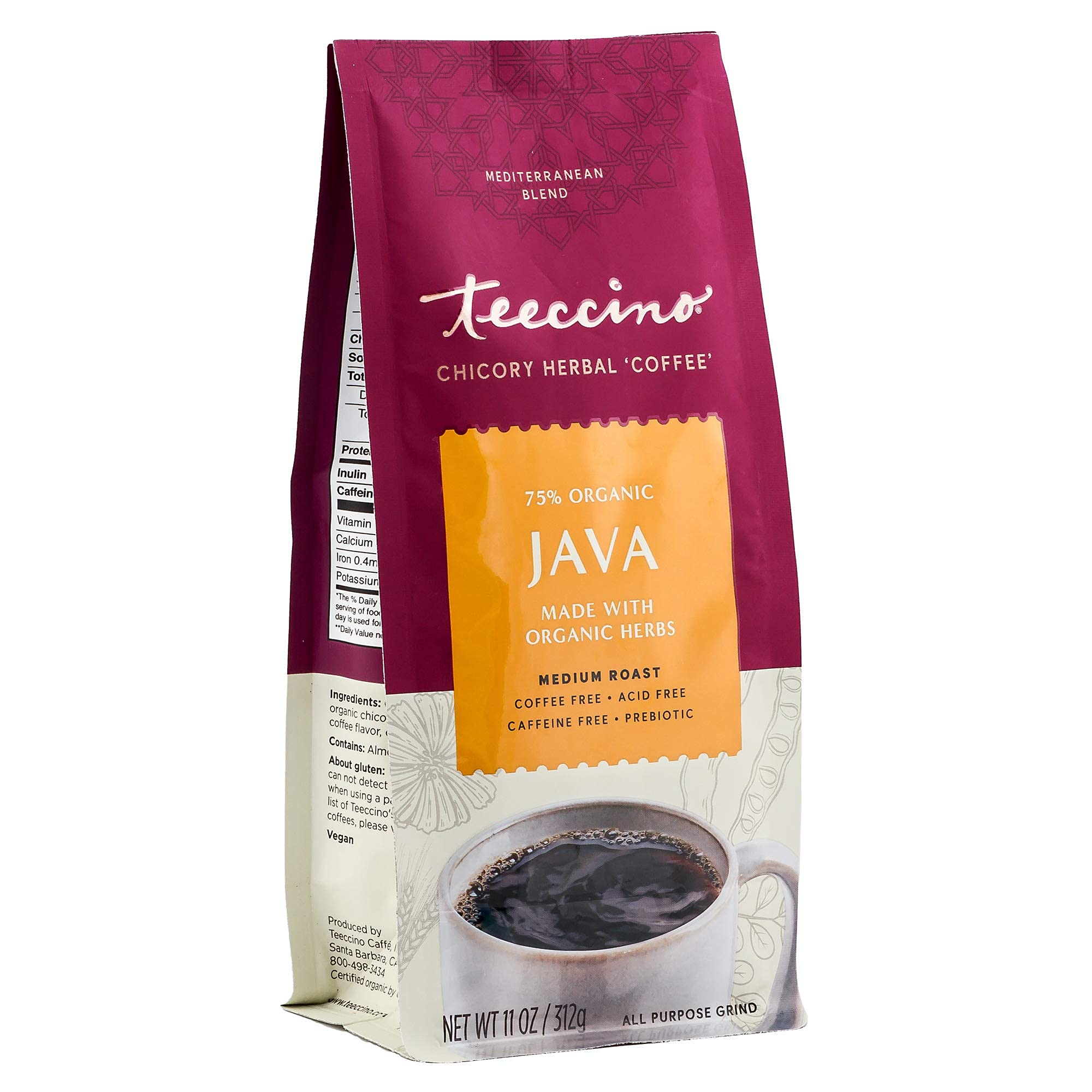 Taza preparada estilo espresso con crema, Teeccino para bebidas espumosas