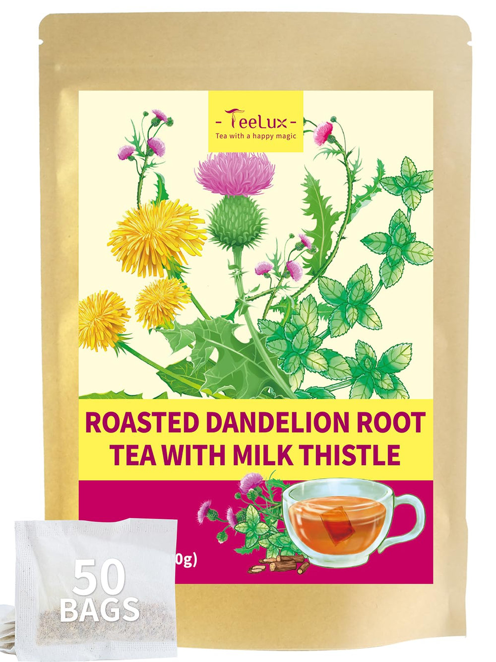 TeeLux frente del paquete mostrando diseño y sello de frescura