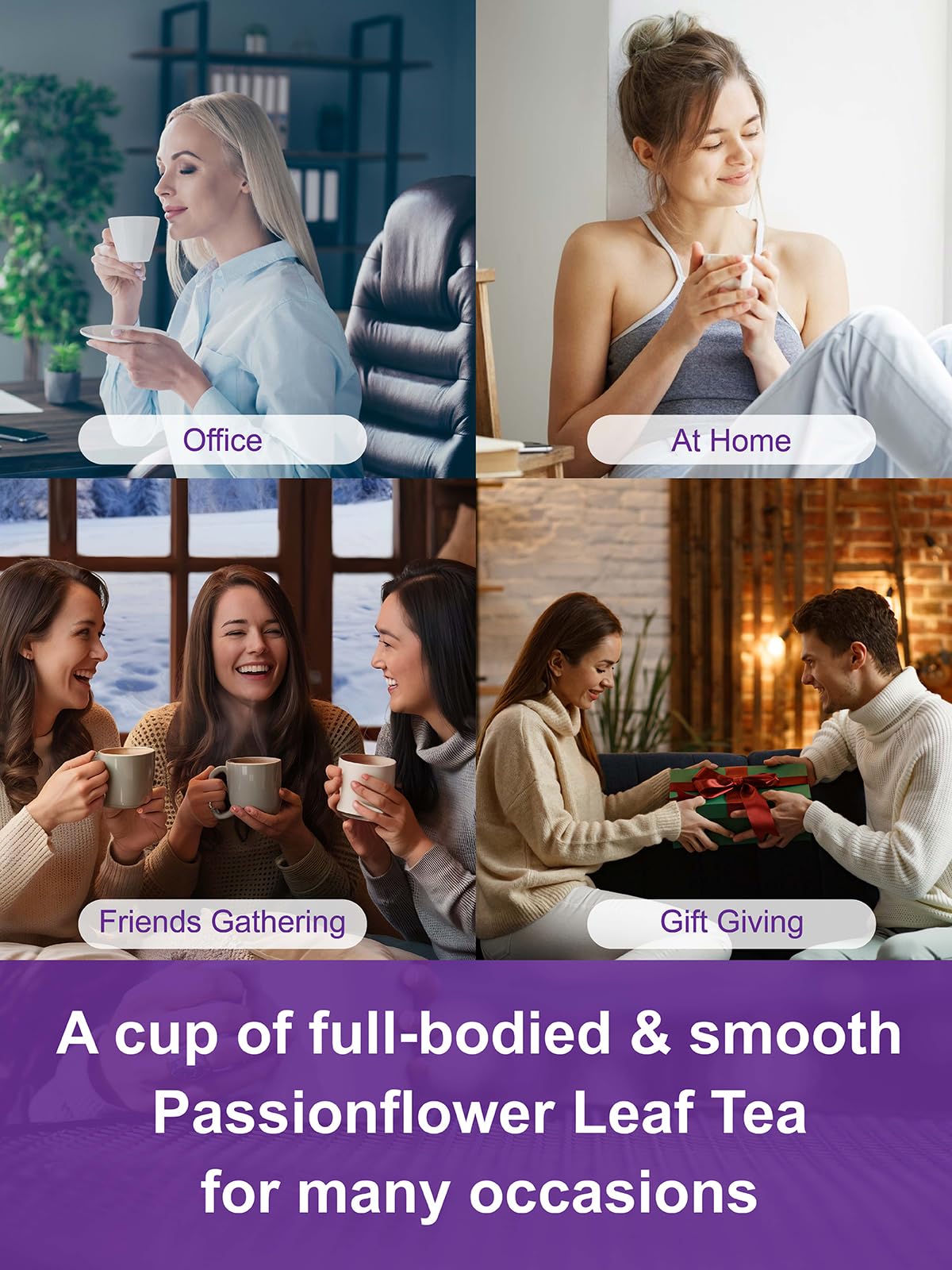 TeeLux escena relax con infusión, sugerencia de descanso y bienestar