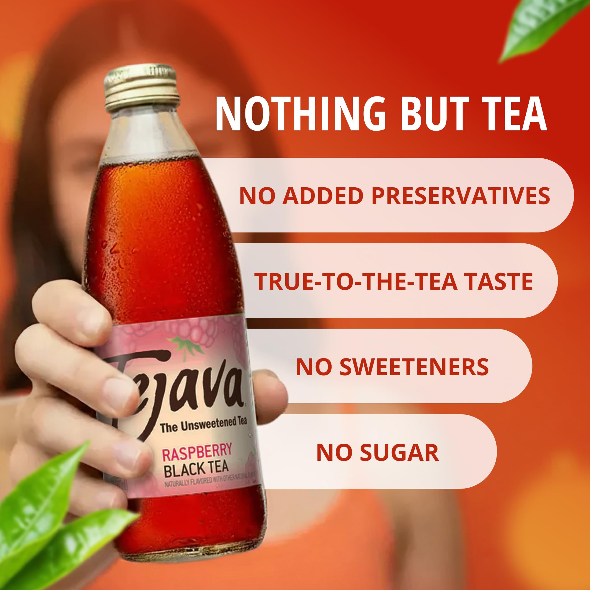 Tejava comparación de tamaño con vaso para visualizar porción 12 fl oz
