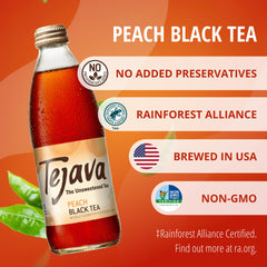 Tejava etiqueta en primer plano con certificaciones y beneficios claros
