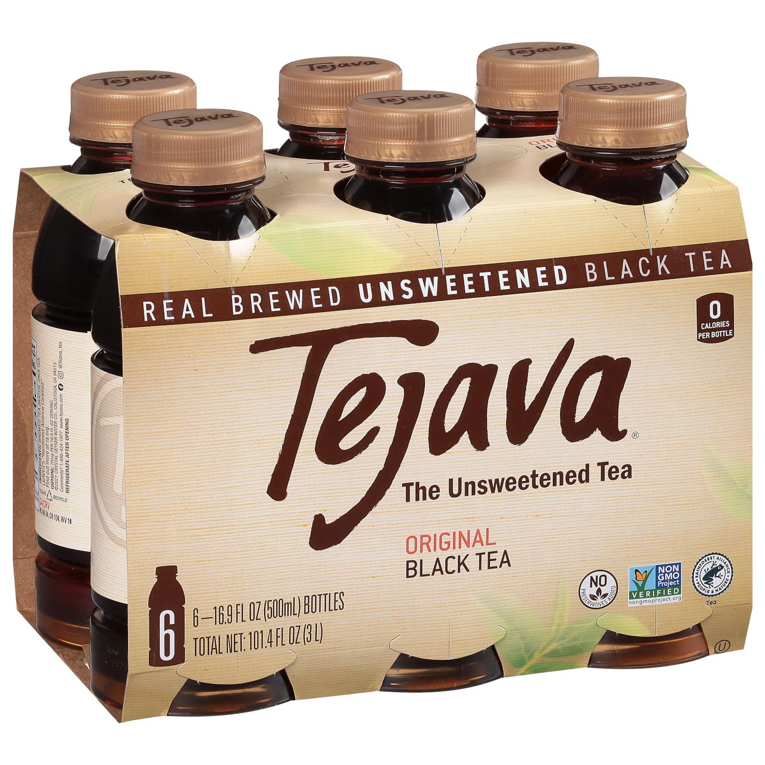 Tejava botella frontal 16.9 fl oz mostrando etiqueta y conveniencia