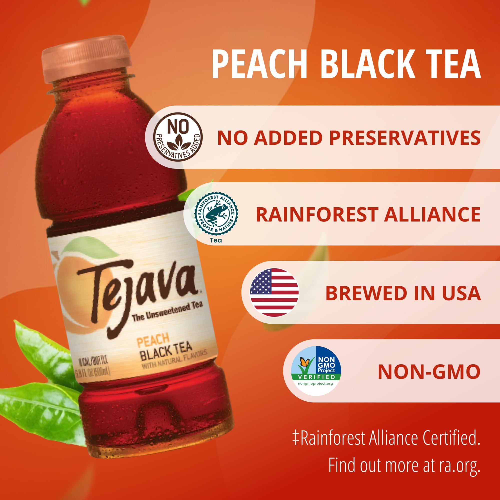 Tejava color del té durazno en vaso, aspecto natural y refrescante