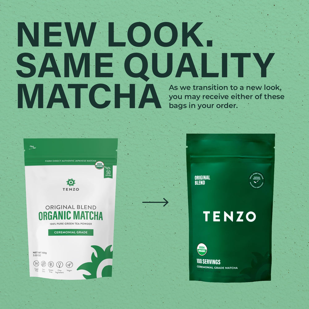 Comparación de tamaño de Tenzo Tea con una mano para referencia de escala