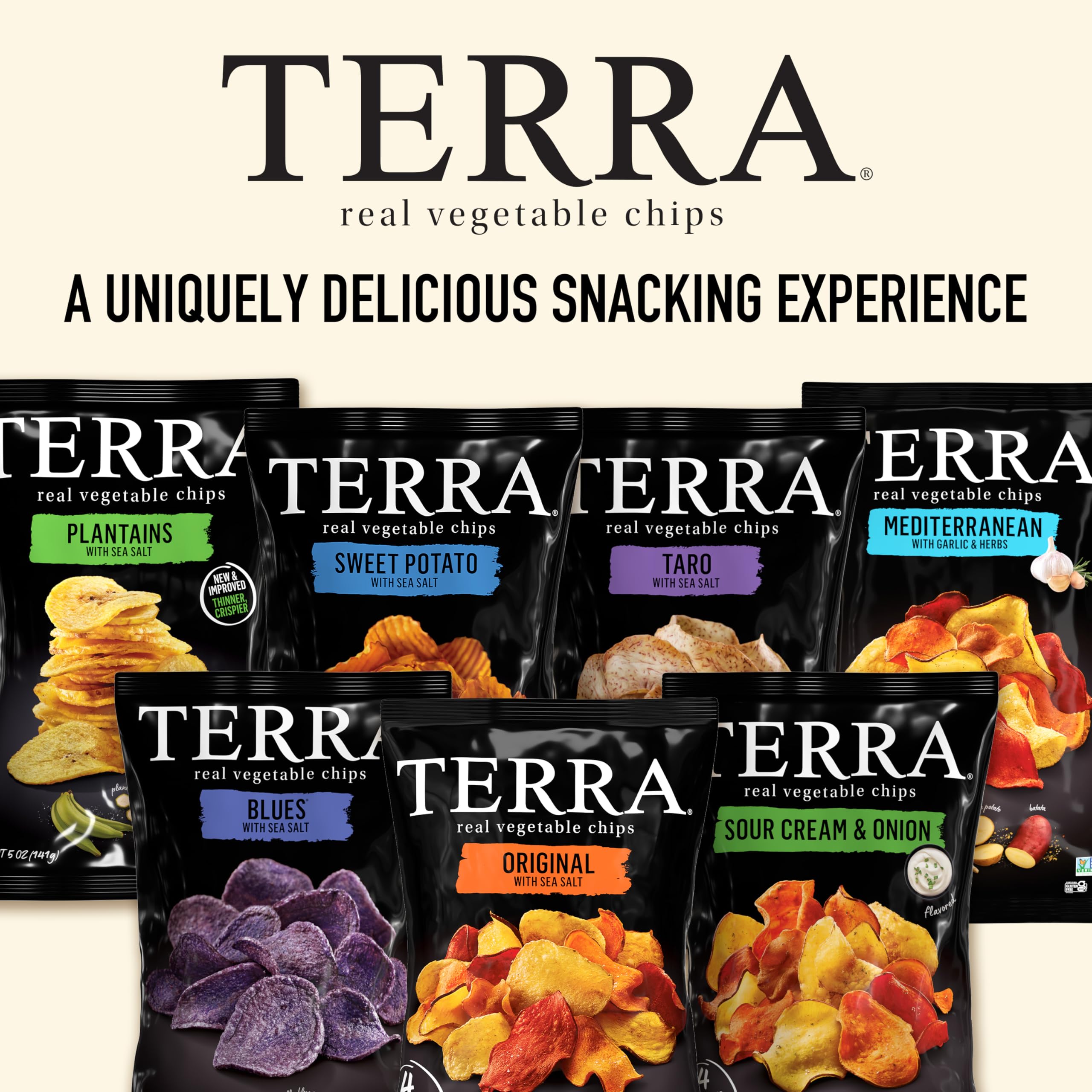 Terra etiqueta con sellos orgánico, Non-GMO, vegano y sin gluten clara