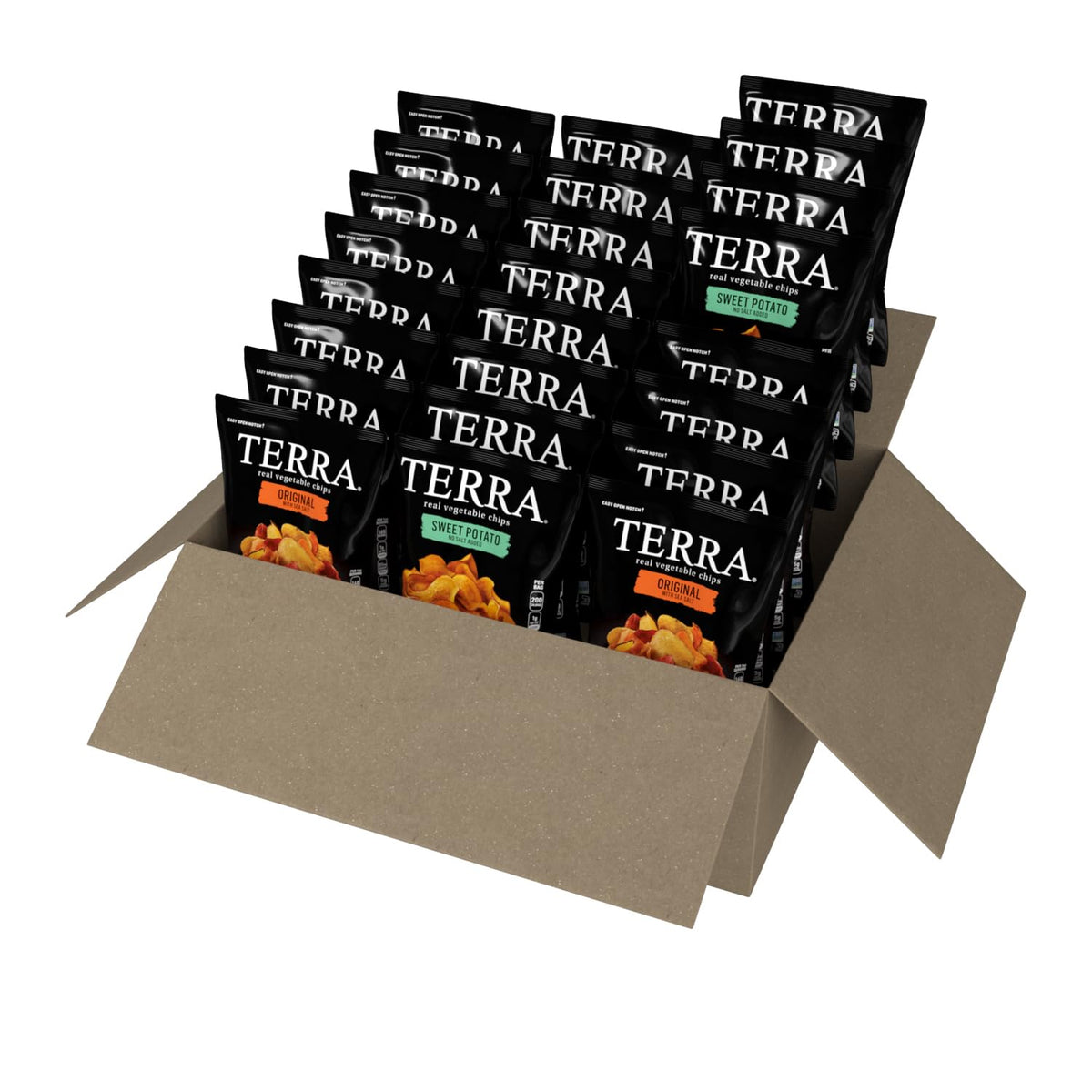 Terra bolsa frontal 1 oz mostrando diseño y porción práctica