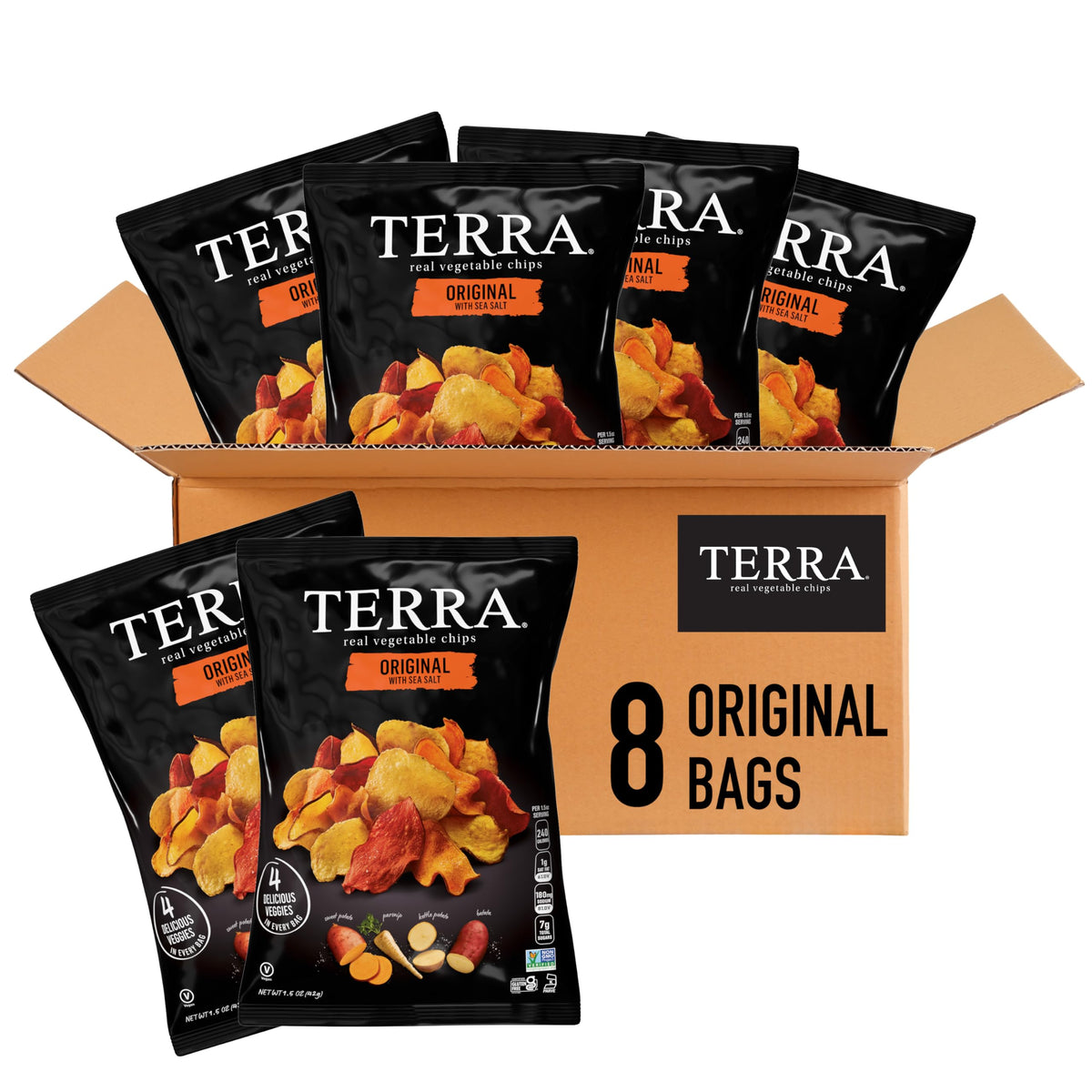 Terra pack frontal Original con Sal Marina mostrando diseño y porciones prácticas