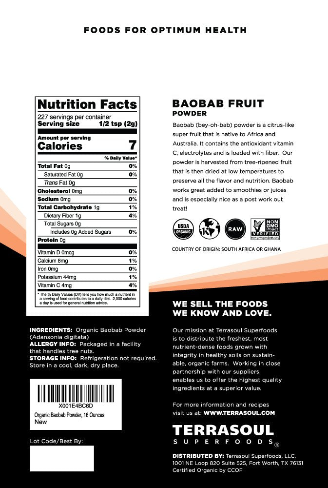 Terrasoul Superfoods primer plano de textura del polvo, fácil de mezclar