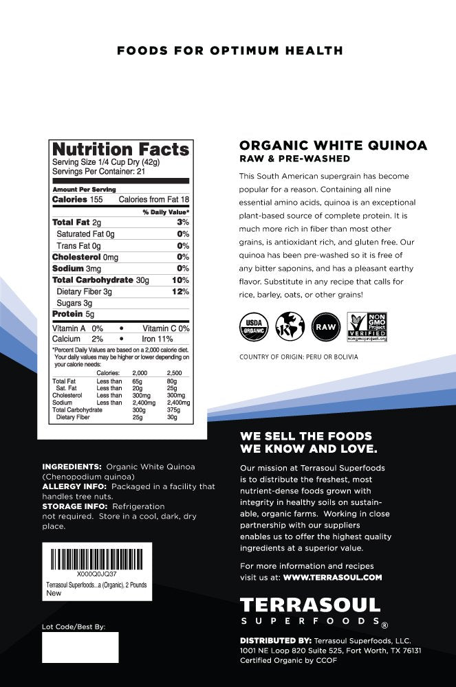 Terrasoul Superfoods primer plano de granos para apreciar textura y limpieza