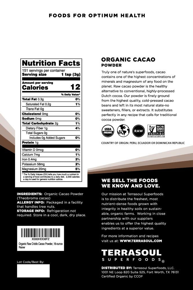 Terrasoul Superfoods primer plano del polvo, textura fina para mezclar