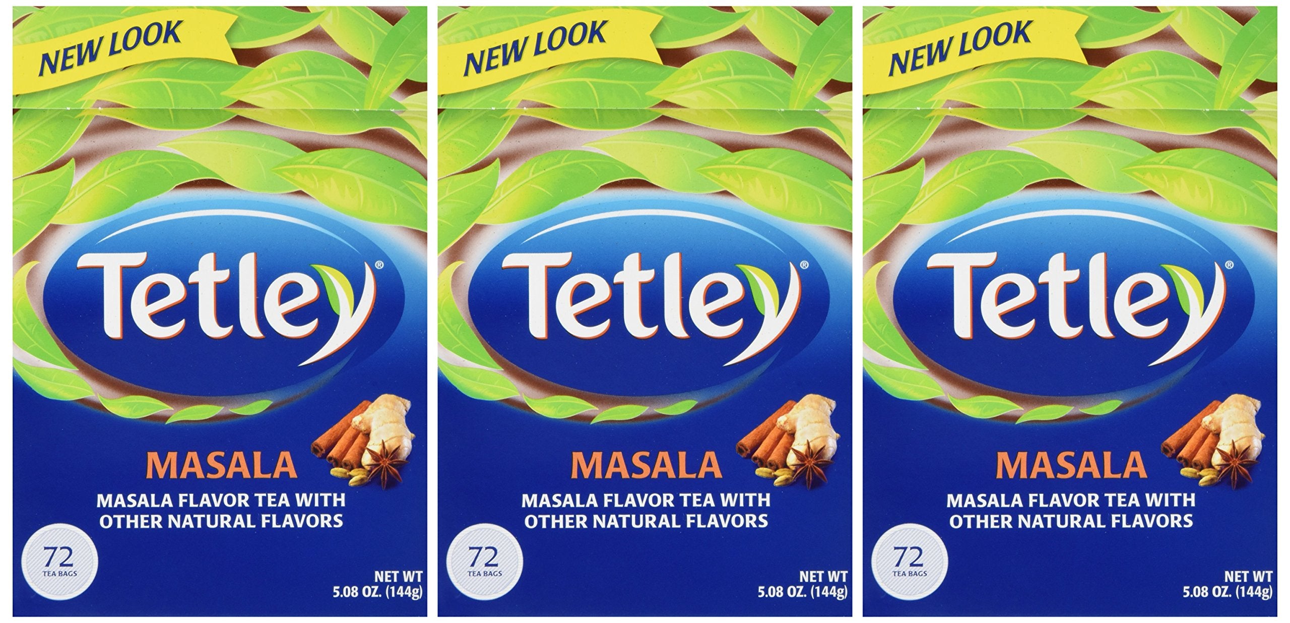 Tetley masala comparación de tamaño de bolsita junto a una taza — porciones prácticas