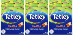 Tetley masala comparación de tamaño de bolsita junto a una taza — porciones prácticas