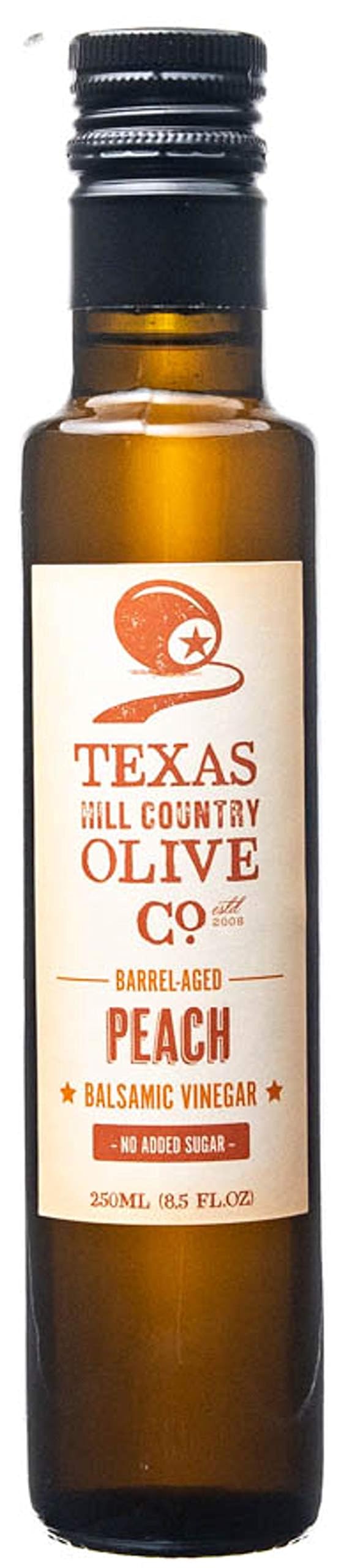 TEXAS HILL COUNTRY OLIVE CO. botella frontal mostrando etiqueta gourmet