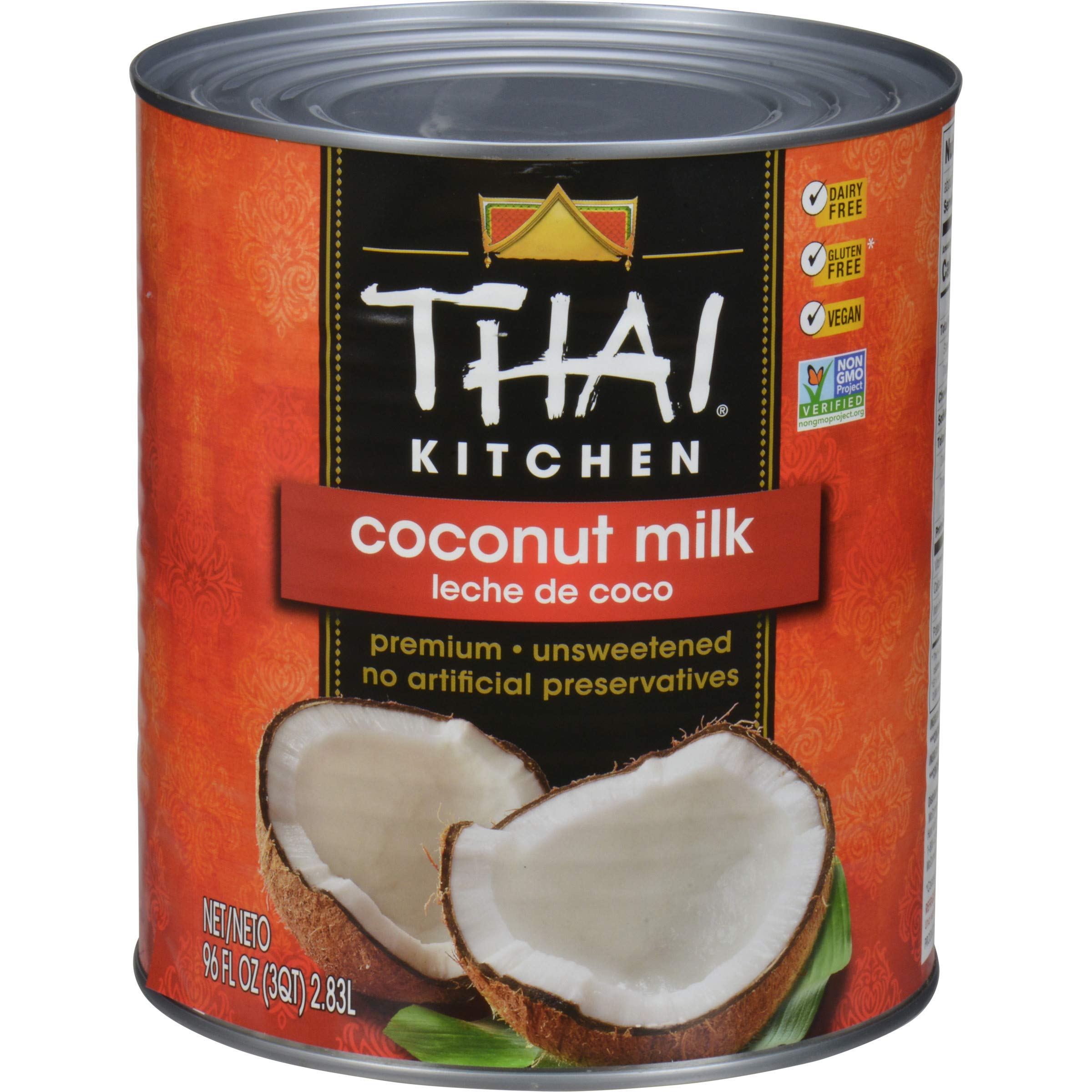 Thai Kitchen lata frontal mostrando etiqueta y capacidad de 96 fl oz, ideal para cocinas grandes
