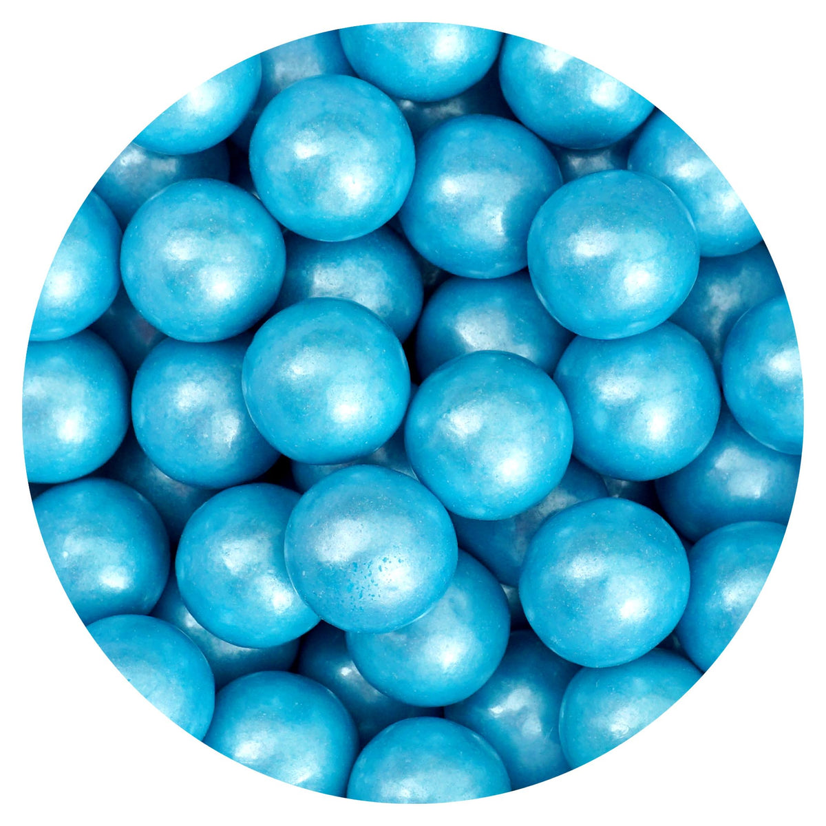 THE HAMPTON CANDY COMPANY bolsa frontal mostrando chicles azules y brillo festivo