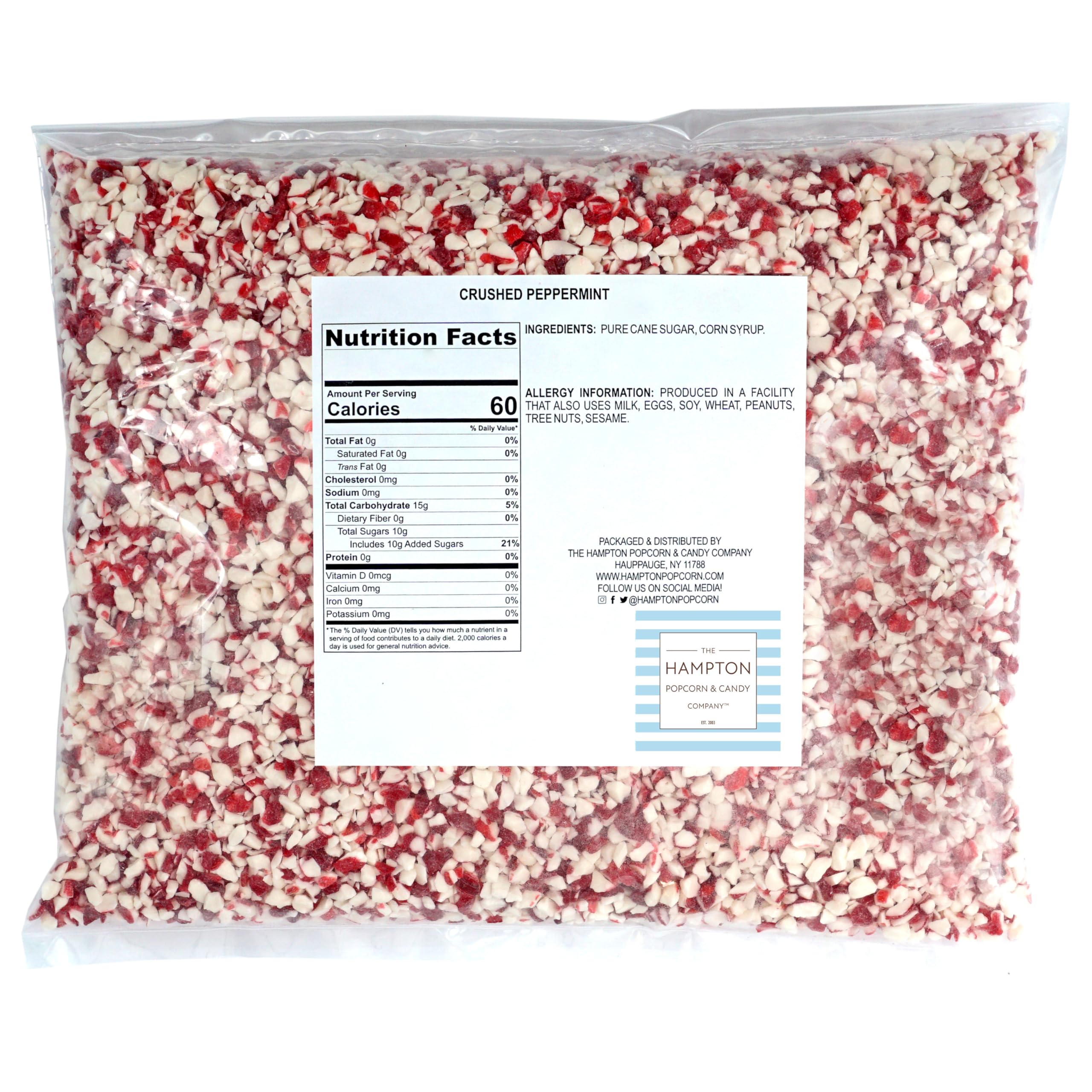 THE HAMPTON CANDY COMPANY primer plano de textura, trozos crujientes y brillantes
