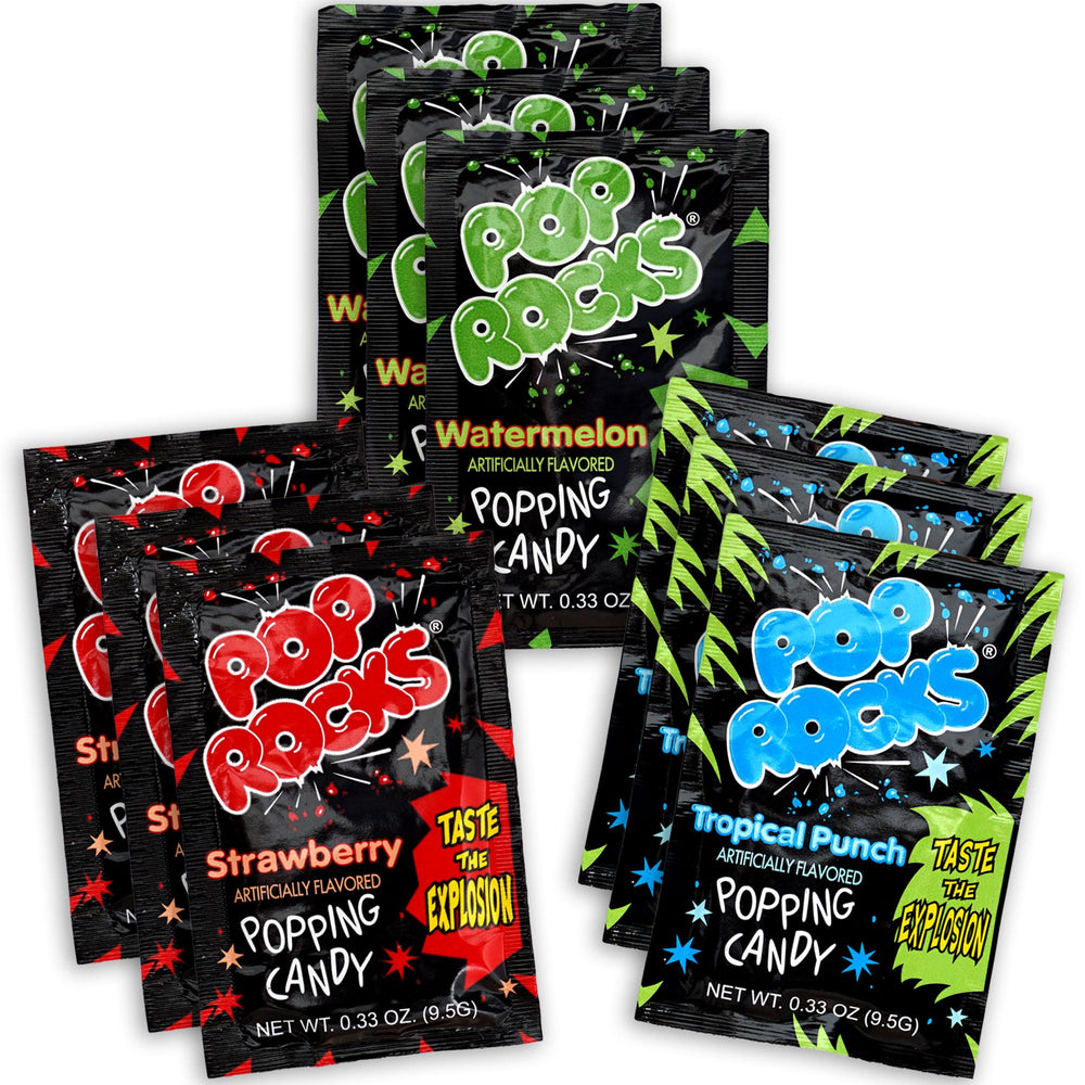 The Hampton Candy Company paquete frontal mostrando los 9 Pop Rocks y variedad