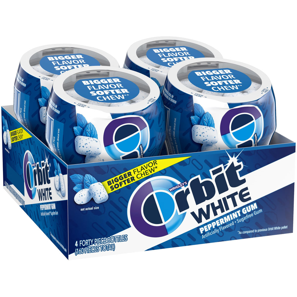 THE HAMPTON CANDY COMPANY bote de Orbit White Peppermint en consola de coche práctico para viajes