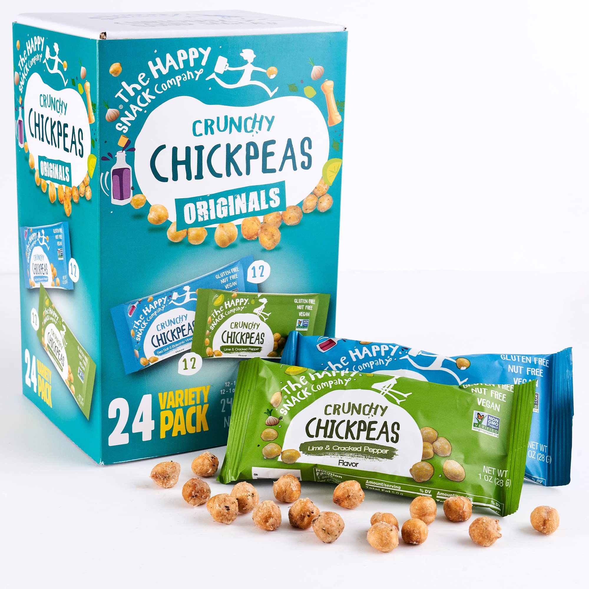 The Happy Snack Company textura crujiente del garbanzo resaltando calidad