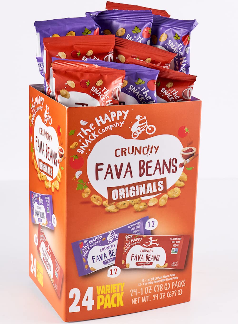 The Happy Snack Company — habas tostadas en plato para comparar tamaño y ración