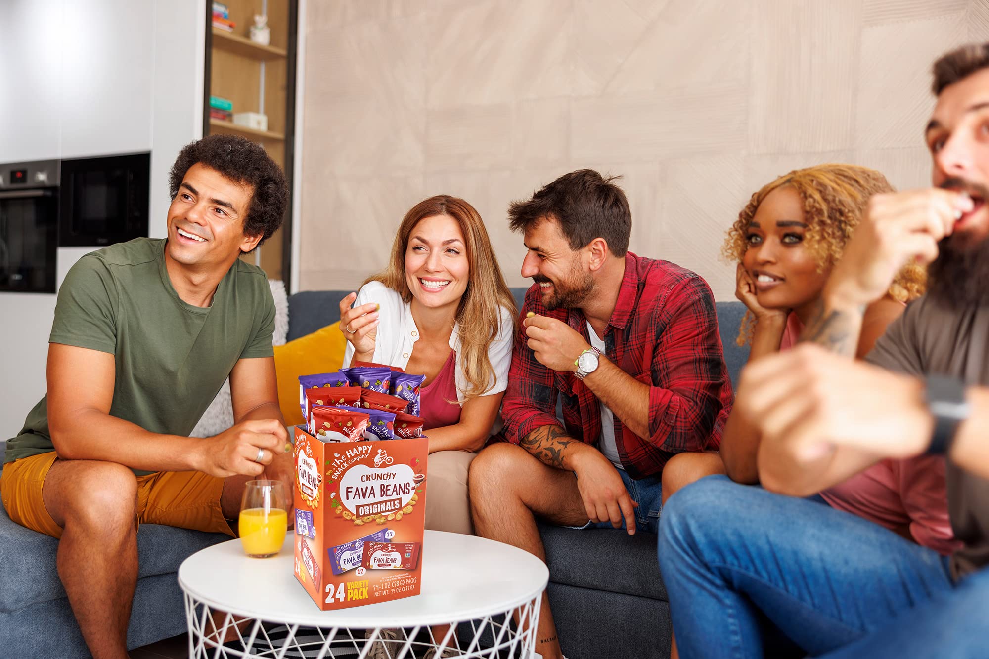 The Happy Snack Company — habas sabor Smoky BBQ en primer plano, sabor ahumado intenso