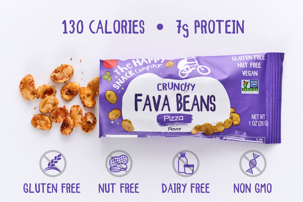 The Happy Snack Company — bolsa abierta junto a portátil, snack práctico en oficina