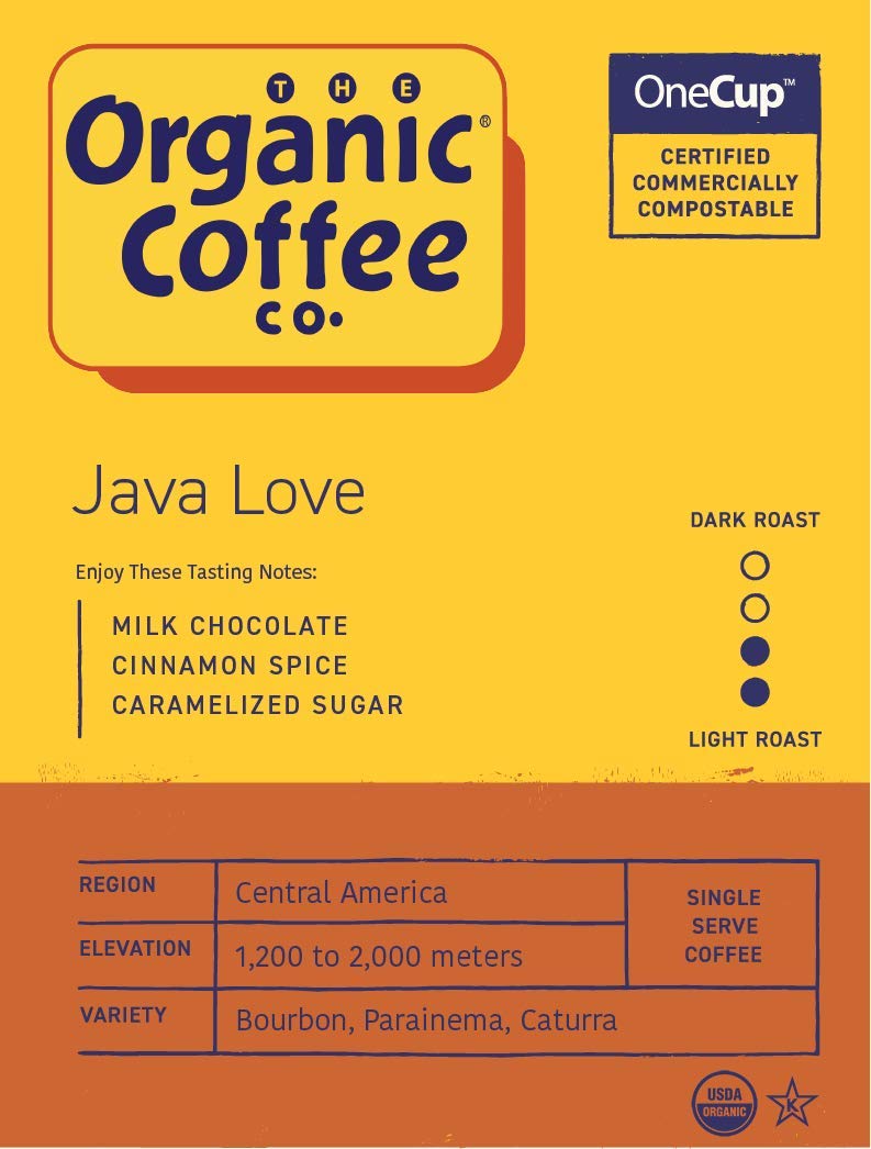 The Organic Coffee Co. cápsula en mano lista para usar, comodidad y rapidez