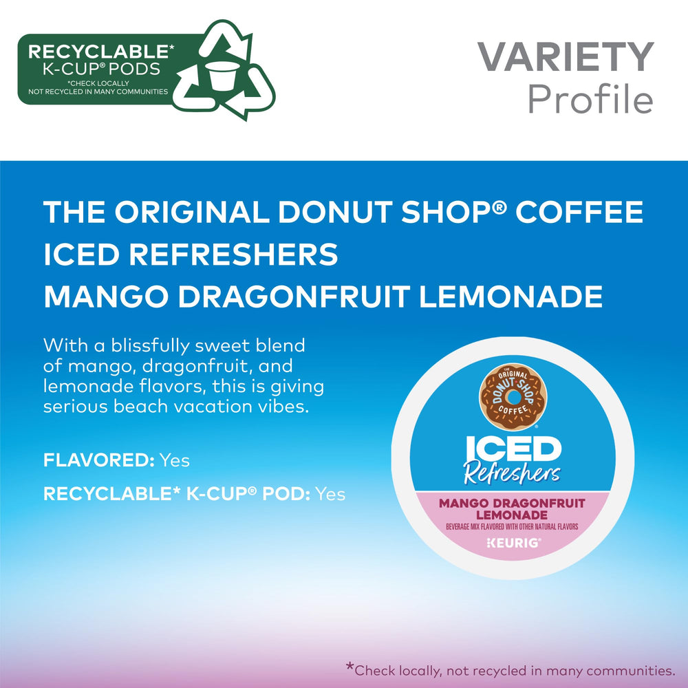 The Original Donut Shop bebida servida en vaso con hielo, refresco veraniego instantáneo