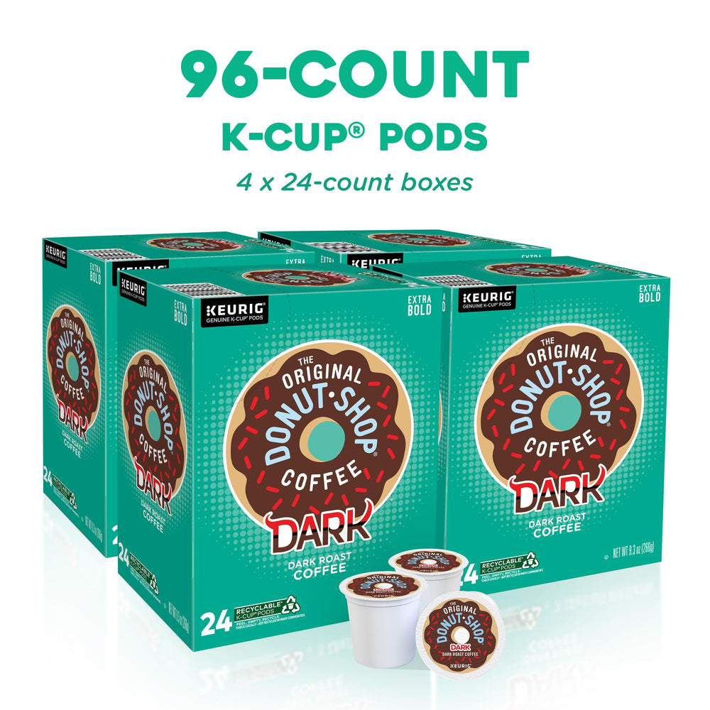 The Original Donut Shop cápsula K-Cup en primer plano con sello de compatibilidad Keurig