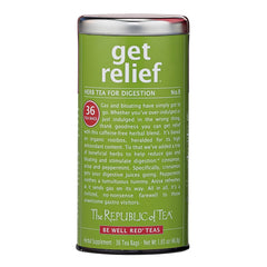 The Republic of Tea empaque frontal mostrando 36 bolsitas y beneficios digestivos