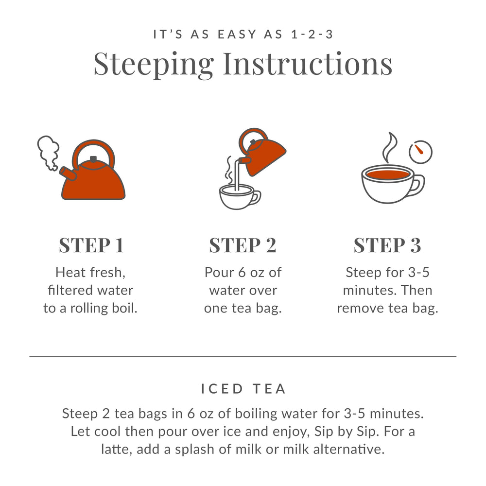 The Republic of Tea caja abierta con 36 bolsitas para comparar tamaño y cantidad