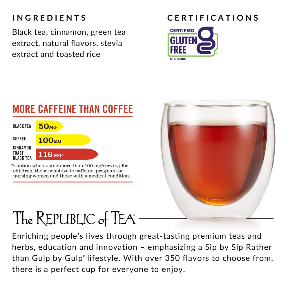 The Republic of Tea palitos de canela y mezcla, destaca aroma cálido y sabor a desayuno