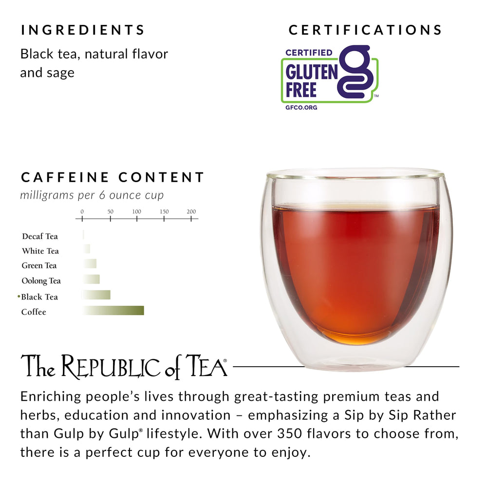 The Republic of Tea detalle de etiqueta con instrucciones de preparación claras